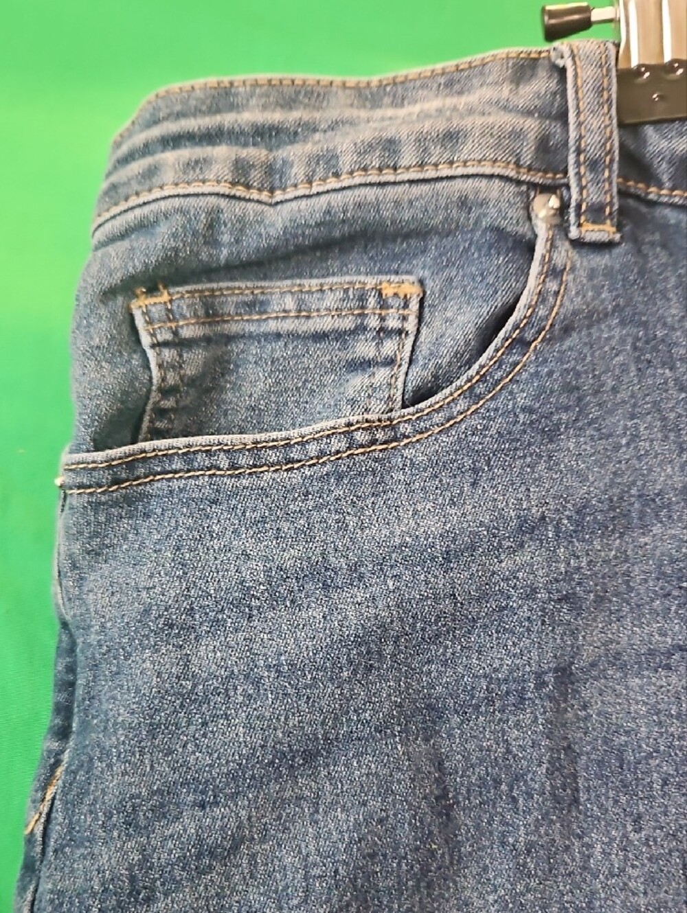 CeCe Dark Blue Ankle Crop Jeans with Button Cuff - Picture 5 of 12